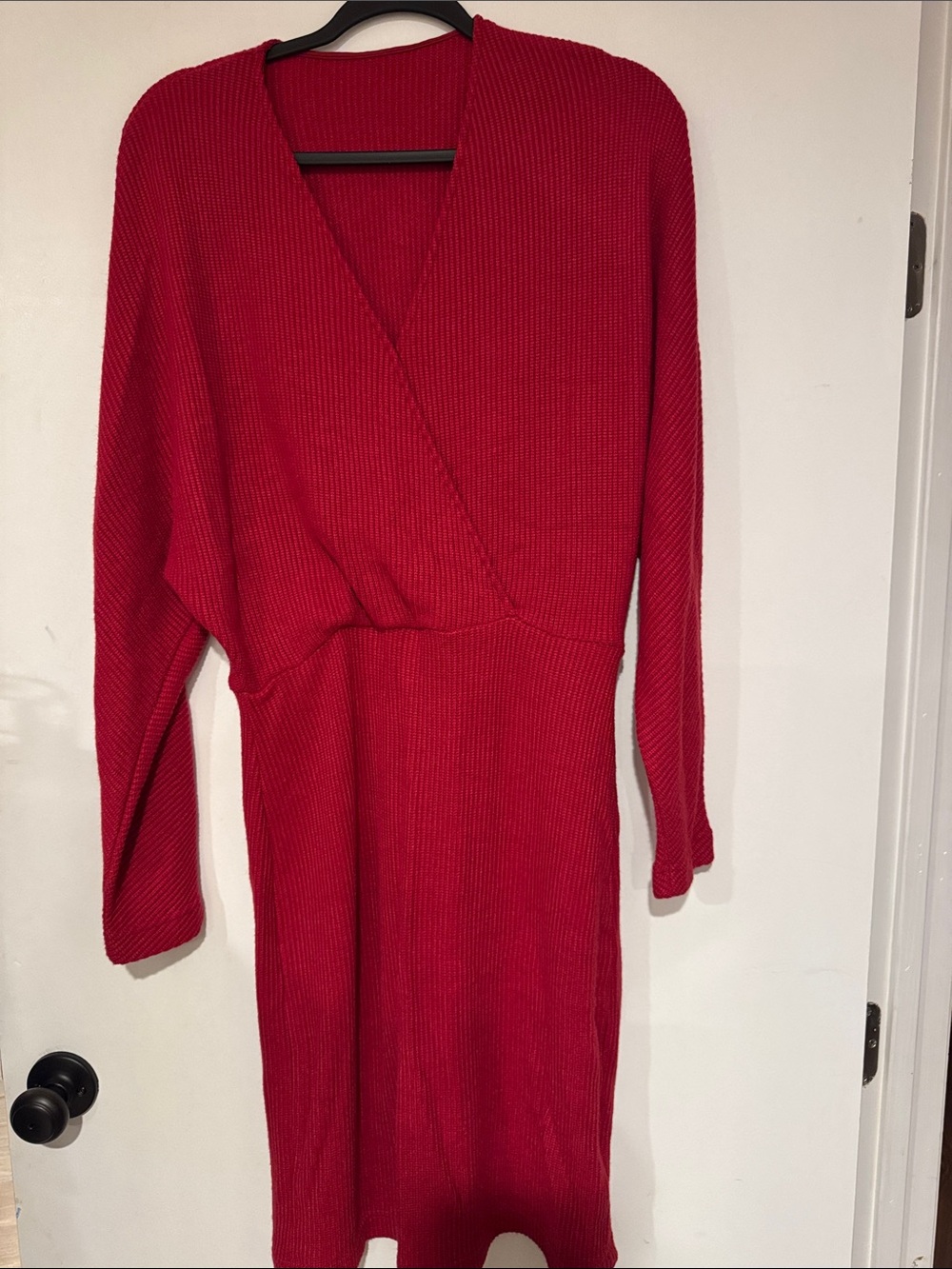 NWT- OGL Red Ribbed Wrap-Style Women’s Dress